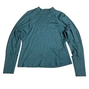 Athleta Purana Soft Mock Neck Long Sleeve Top - Green/teal - Size Small